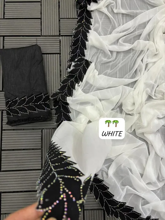White sequence work saree uploaded by Swastik creation on 3/2/2024