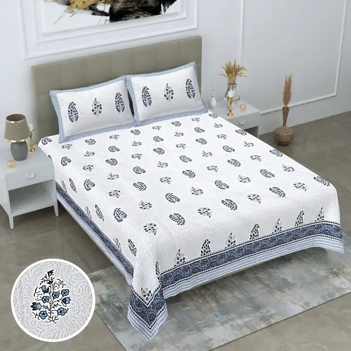 Printed pure cotton king size bedsheet with 2 pillow covers  uploaded by business on 3/2/2024