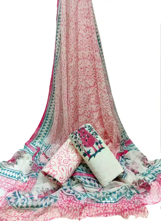 Cotton suit with chiffon dupatta  uploaded by The print house  on 3/2/2024
