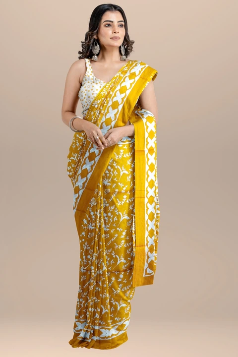 Printed cotton mulmul saree with 1 mtr blouse piece  uploaded by The print house  on 3/2/2024