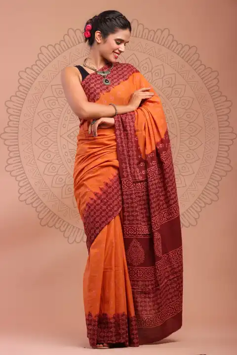 Print cotton mulmul saree with 1 mtr blouse piece  uploaded by The print house  on 3/2/2024