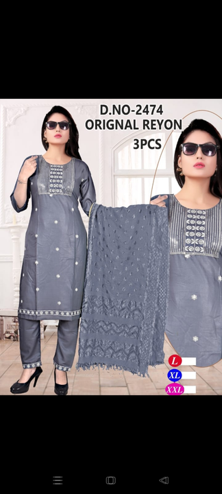 Reyon fabric 3pc set parsal rate uploaded by Jai Gurunanak Traders on 3/3/2024