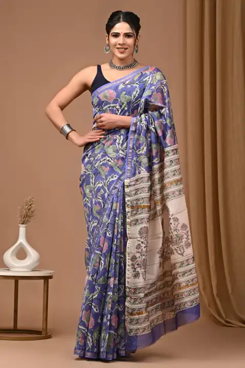 Chanderi silk saree with blouse piece  uploaded by The print house  on 3/3/2024