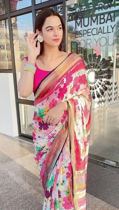 Linen With Gold Jari Patta uploaded by Kesari Nandan Fashion saree and dress material on 3/4/2024