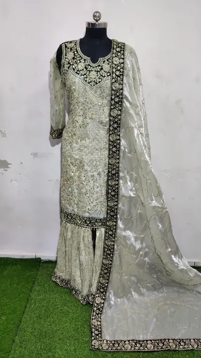 Jimichu fabric heavy work with banarasi juqard gharara  uploaded by Humera fashion on 3/4/2024