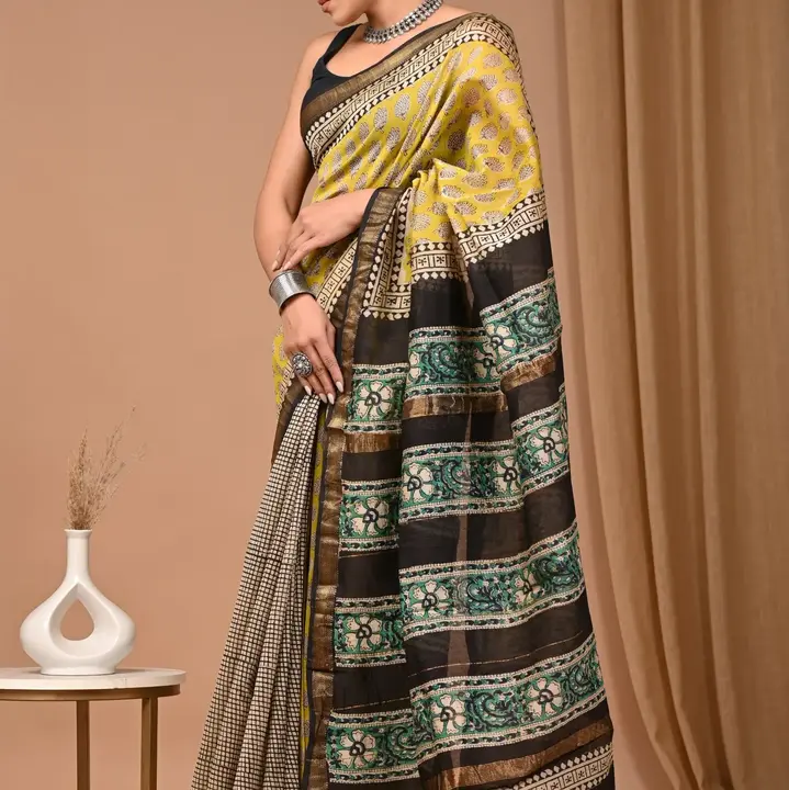 Maheshwari silk saree  uploaded by Hand block printed sarees on 3/5/2024
