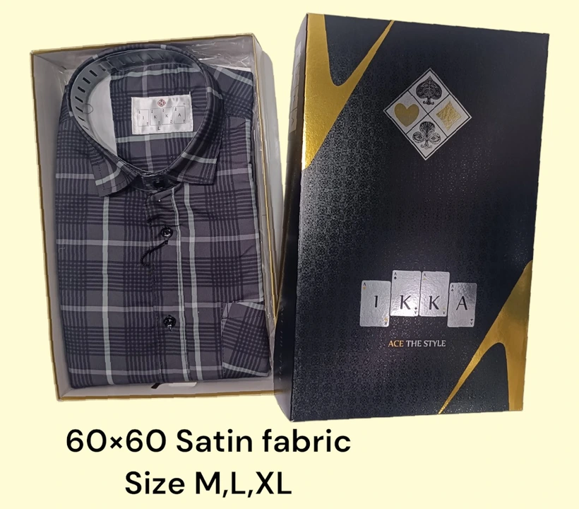 Man box pack fabric 60x60 satin shirt -9197-grey uploaded by Kushal Jeans, Indore on 3/5/2024