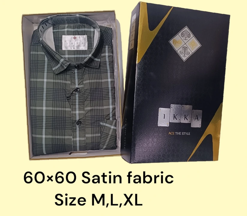 Man box pack cotton fabric 60x60 satin shirt -9197-darkgreen uploaded by Kushal Jeans, Indore on 3/5/2024