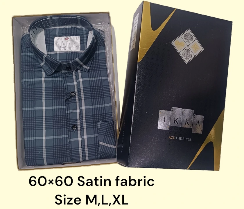 Man box pack cotton fabric 60x60 satin shirt -9197-darkblue uploaded by Kushal Jeans, Indore on 3/5/2024