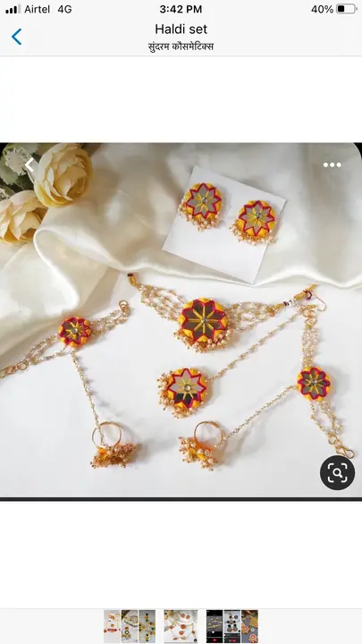 Beautiful yellow and pink mirror necklace set  uploaded by business on 3/6/2024