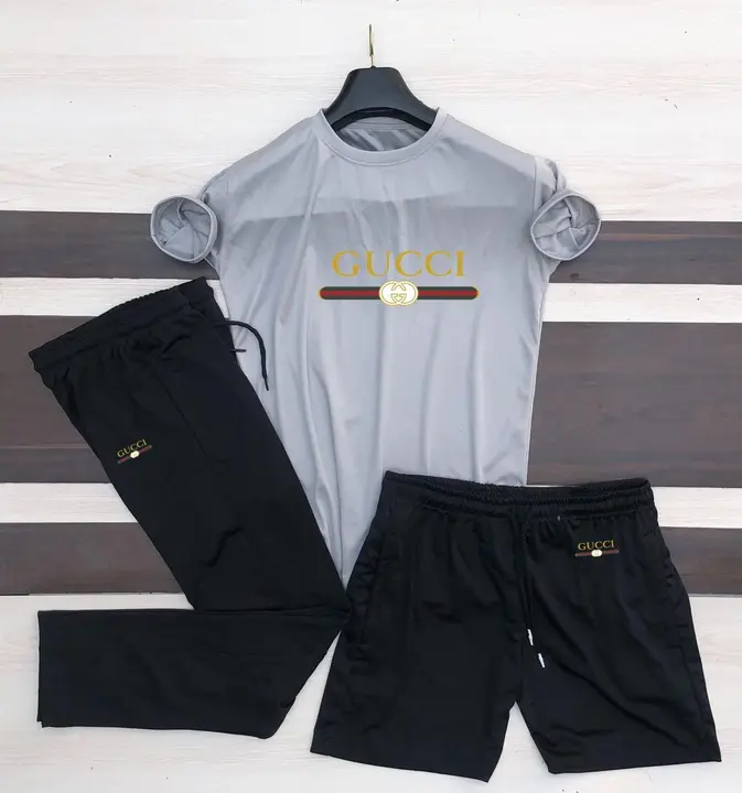 BRAND - GUCCI 
*(T-shirt + Lower + Short)*

- Tracksuit Superior Quality👌
- Half Sleeves

- _LOWER/ uploaded by business on 3/6/2024