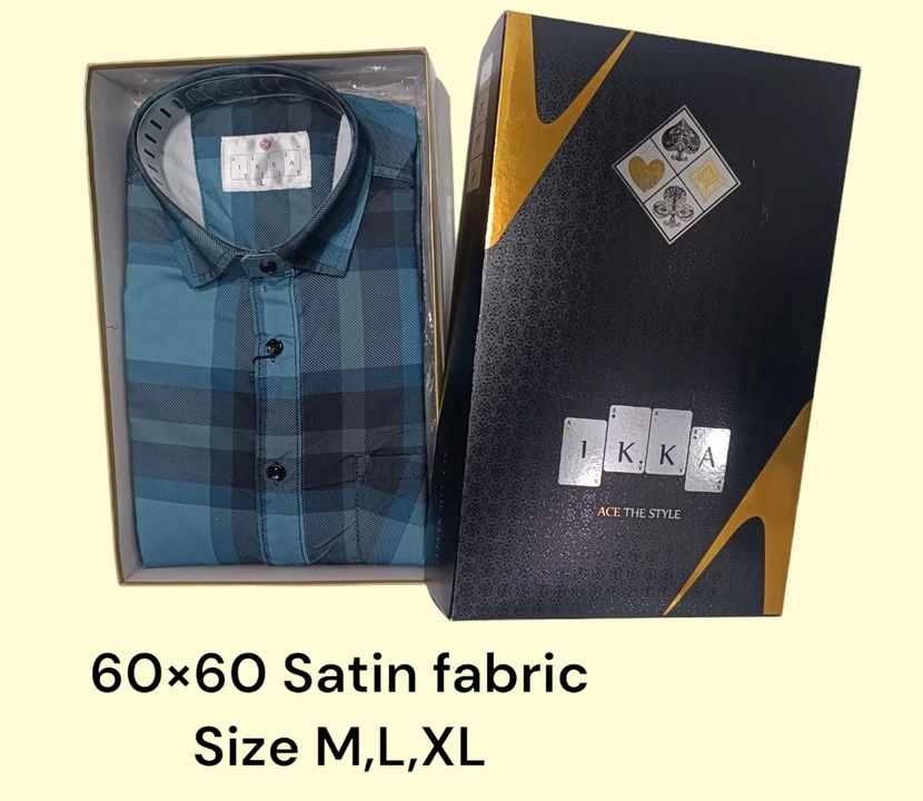 Man box pack cotton fabric 60x60 satin shirt -9197-dark blue uploaded by business on 3/6/2024