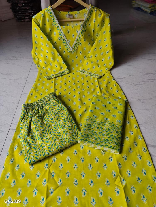 V neck cotton kurti set  uploaded by Kp fashions  on 3/6/2024
