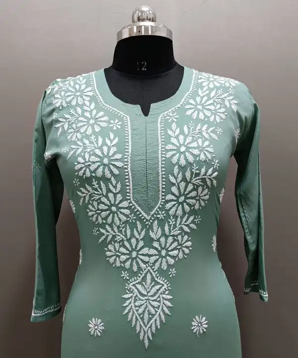 Kurti 
Fabric modal
Length 43
Size 36 to 42
Ghass patti work.. uploaded by Msk chikan udyog on 3/7/2024