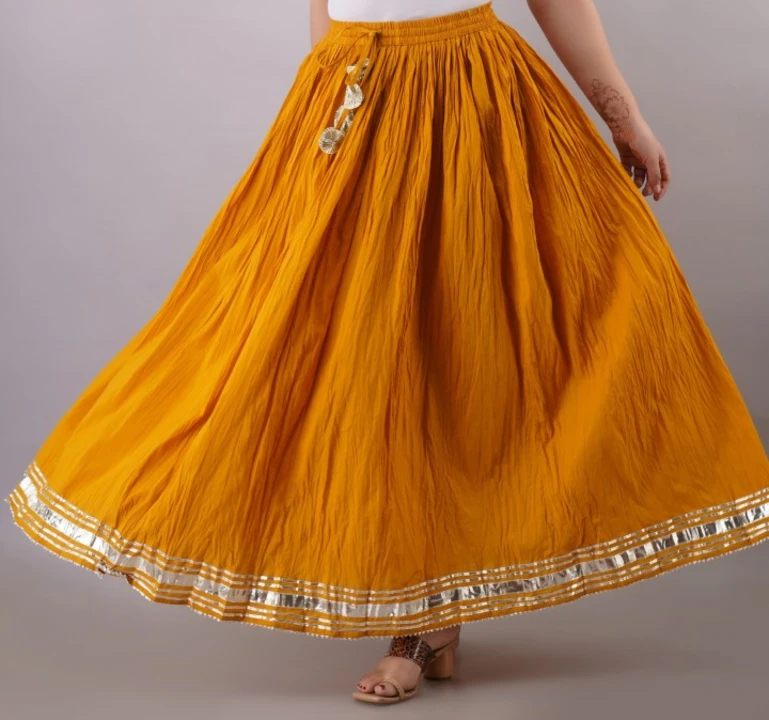 Beautiful Rayon & Cotton Printed 5 Meter Skirt With Attached Single Lace Border
Size- free upto XXL- uploaded by business on 3/8/2024