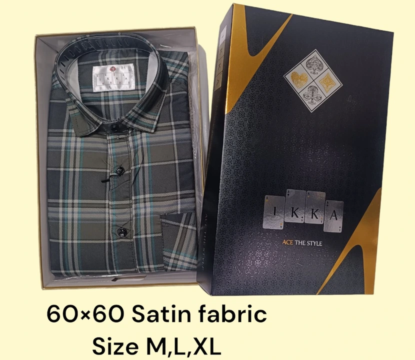 Man box pack cotton fabric satin check shirts -9199-darkgreen uploaded by business on 3/8/2024