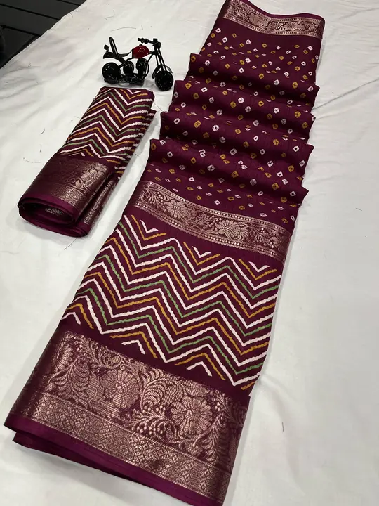 Bandhej with LEHRIYA petern with super dola silk uploaded by Kesari Nandan Fashion saree and dress material on 3/8/2024