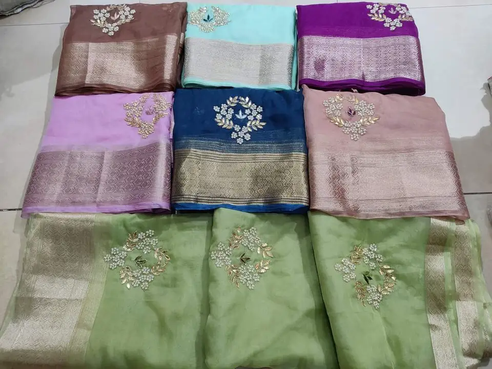 Organza handwork saree uploaded by business on 3/8/2024