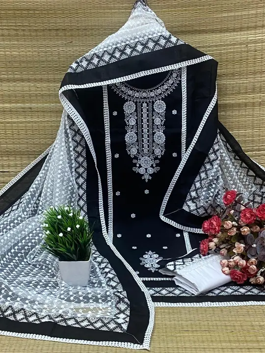 Cotton with net dupatta beautiful dress uploaded by Heena fashion house on 3/8/2024