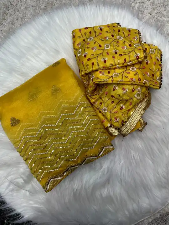 *#BESTSELLERS😍* *Shriya 💛*  *Soft & pure yellow colour organza silk saree with beautiful Embroider uploaded by Marwadi Businessmen on 3/9/2024