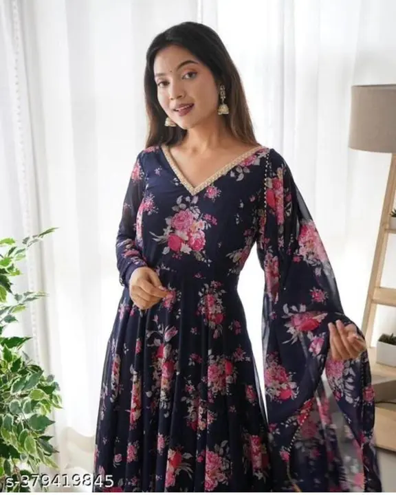 Heavy Georgette floral printed gown for women  uploaded by business on 3/9/2024