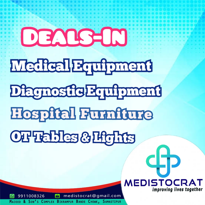 Post image Medistocrat offers high-quality medical equipment at competitive prices, including hospital furniture, OT tables, and lights. Customer satisfaction is a top priority.

#MedicalDevice #MedicalSipplies #BiharHealthCare #HealthCareEquipment #HealthCareSolutions #BiharHealthDept #SamastipurNews #Samastipur #Darbhanga #Muzaffarpur #MuzaffarpurSmartCity #MuzaffarpurNews #Vaisshali #vaishaliNews #HajipurNews #Hajipur #laboratorytechnician #pharmacy #laborayories #diagnosticcentre 