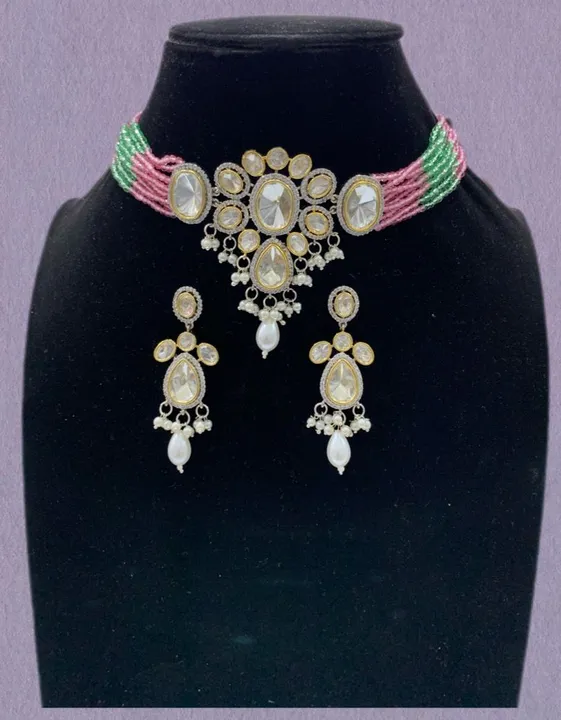 Polki kundan onexx beads primium qwelity necklace set  uploaded by Ms creation on 3/11/2024