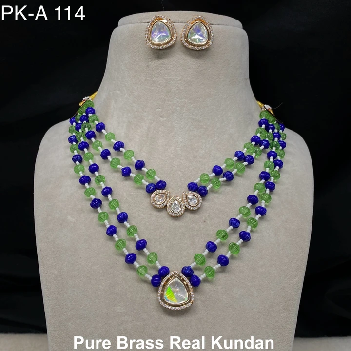 Pure brass real Kundan necklace set  uploaded by business on 3/11/2024