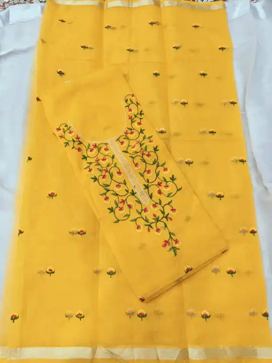 Kota doria embroidery work suit  uploaded by Handloom fabric on 3/11/2024