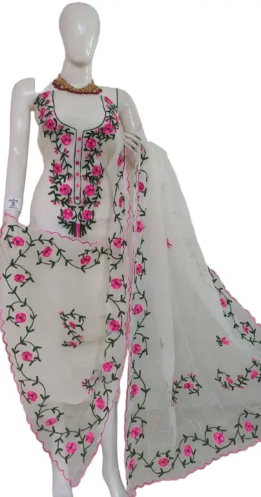 Kota doria aari work suit  uploaded by Handloom fabric on 3/11/2024