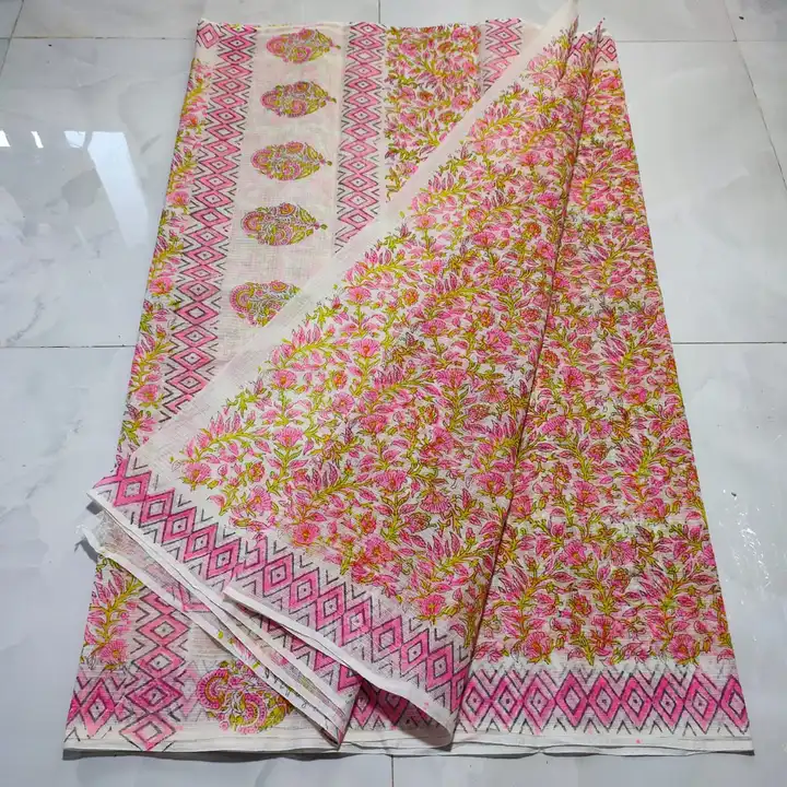 Kota doria cotton hand block print saree  uploaded by Handloom fabric on 3/11/2024
