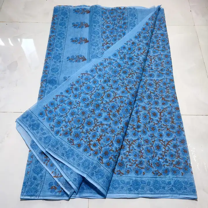 Kota doria cotton hand block print saree  uploaded by Handloom fabric on 3/11/2024