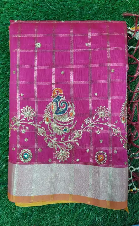 W cotton zari check embroidery work saree  uploaded by Noor creation on 3/11/2024