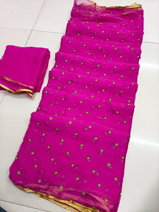 9983344462.  *NEW DESIGN LAUNCHED*

🥳Semi Chiffon Jari Pipin Fabric Jaipuri Print Bhandej......🥻

 uploaded by Gotapatti manufacturer on 3/11/2024