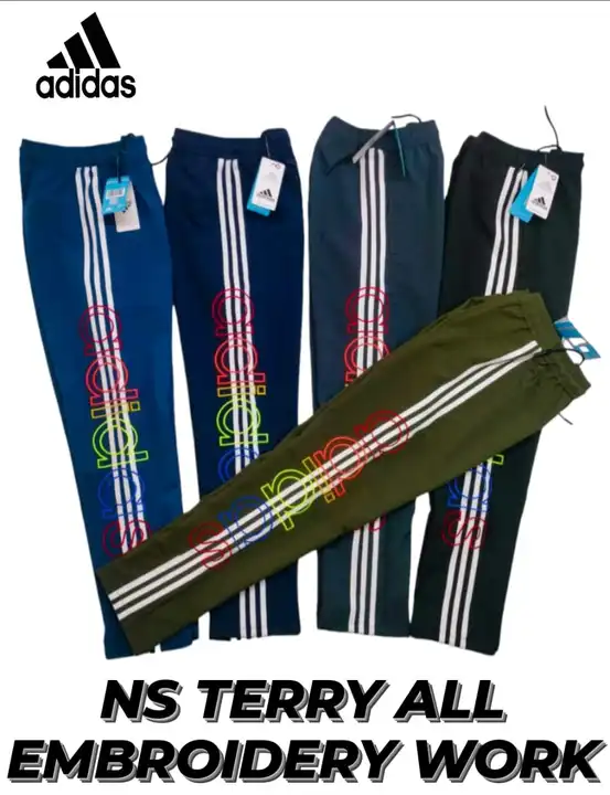 Post image *MENS HIGH PREMIUM HIGH' EMBROIDERY HALF 3 PATTI TERRY TRACK PANT

Brand : Adidas 
Material : NS TERRY LYCRA 
Style  :Sports 
Size   :M-L-XL-XXL
Fabric  :NS TERRY 
Color  :5 BLACK DOUBLE 
Ratio  :1-1-1-1
MOQ   :24 pcs
Price  :
Total Qty: pcs
*Ready for Despatch*
*book ur quantity*