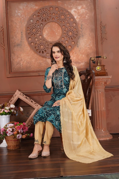Modal silk kurti with lycra pant and dupatta uploaded by ARSHIYA FASHION on 3/12/2024