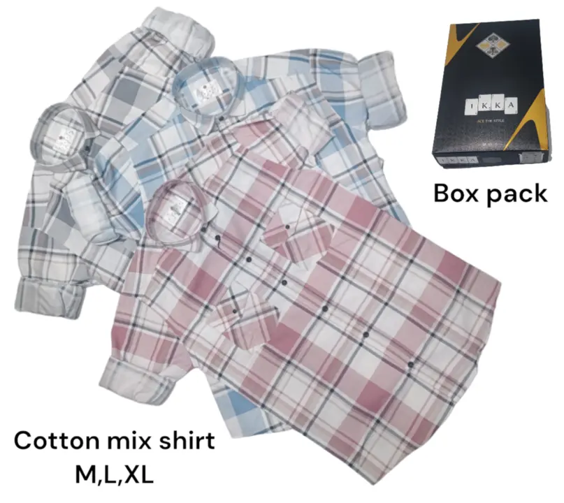 Man box pack cotton mix checks shirt -9200-combo uploaded by business on 3/12/2024