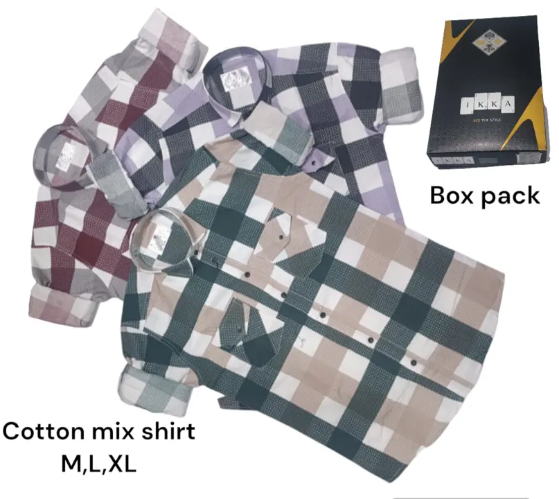 Man box pack cotton mix checks shirt -9201-combo uploaded by business on 3/12/2024