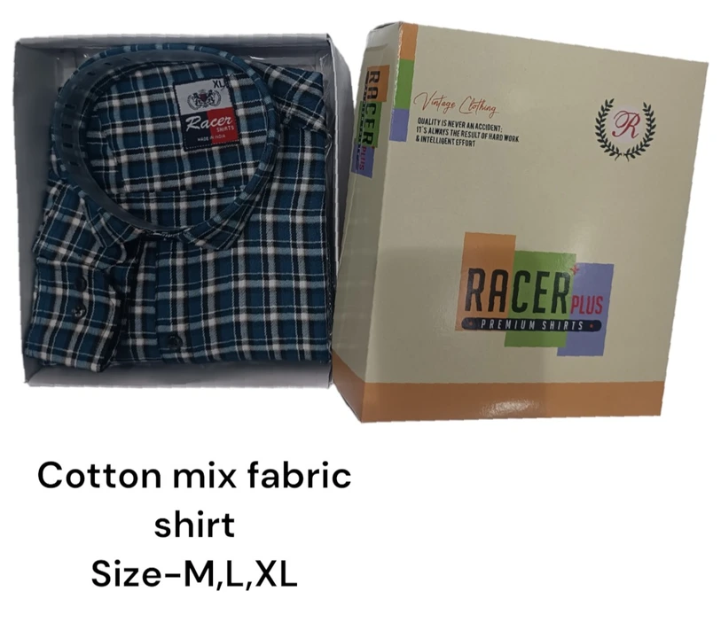Man box pack cotton mix fabric checks shirt -6378-blue uploaded by business on 3/12/2024