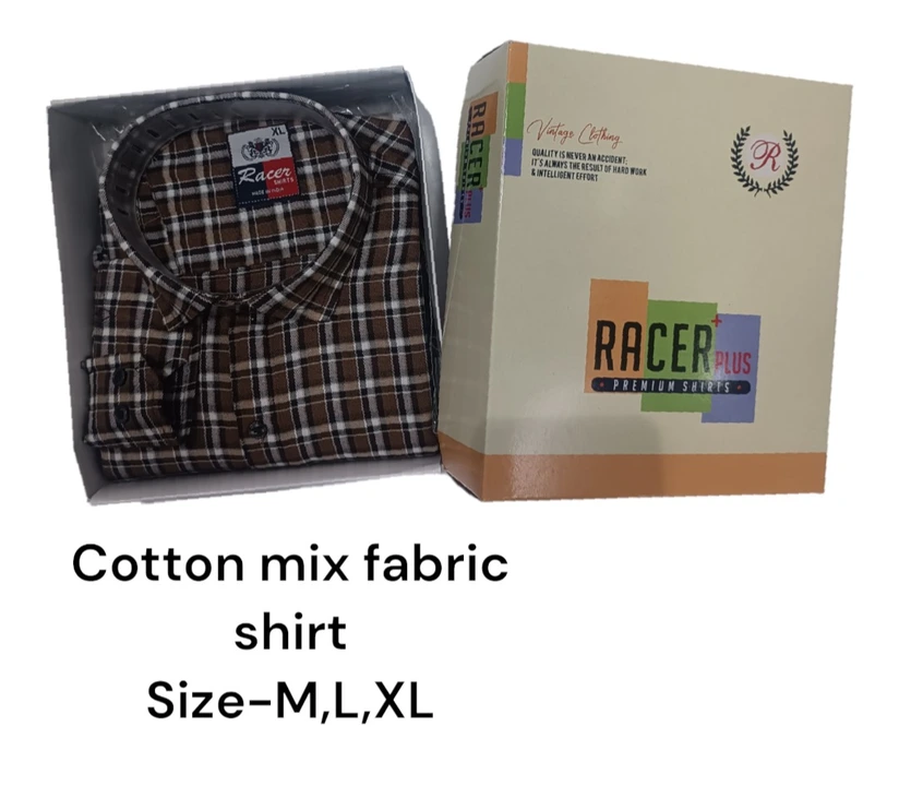 Man box pack cotton mix fabric check shirt -6378-brown uploaded by Kushal Jeans, Indore on 3/12/2024