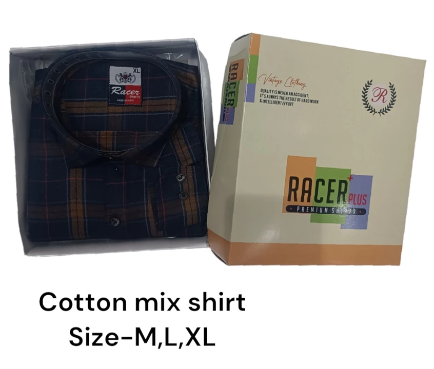 Man box pack cotton mix checks shirt -6379-Navy uploaded by business on 3/12/2024