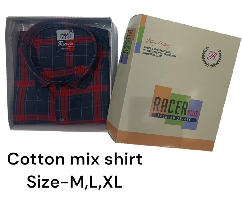 Man box pack cotton mix checks shirt -6379-Red uploaded by business on 3/12/2024