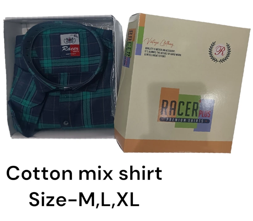 Man box pack cotton mix checks shirt -6379-green uploaded by business on 3/12/2024