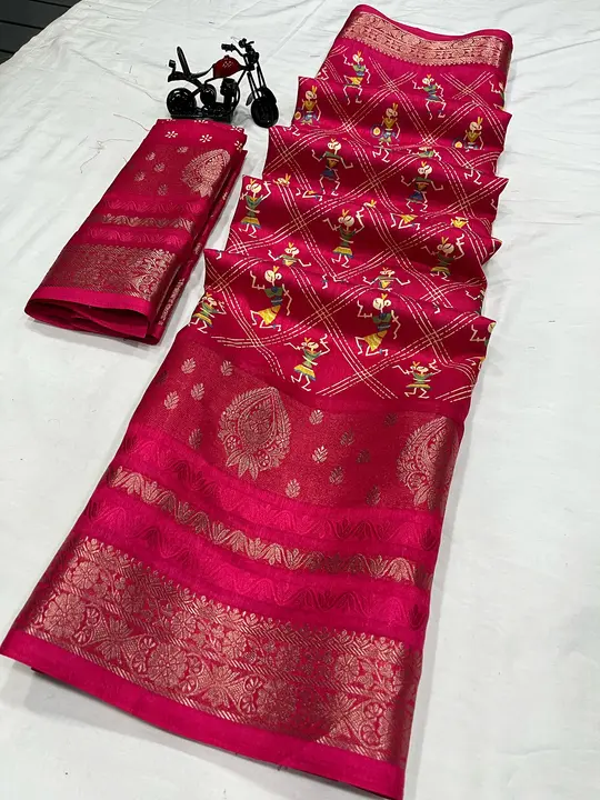 Dola silk with 5 inch jequrd boder uploaded by Kesari Nandan Fashion saree and dress material on 3/12/2024