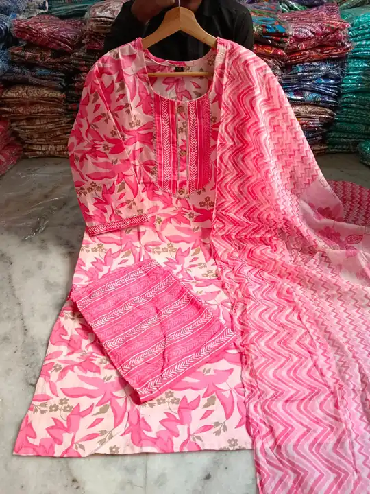Cotton Fabric Kurti with Pant dupatta  uploaded by Kabir Fashion World on 3/12/2024