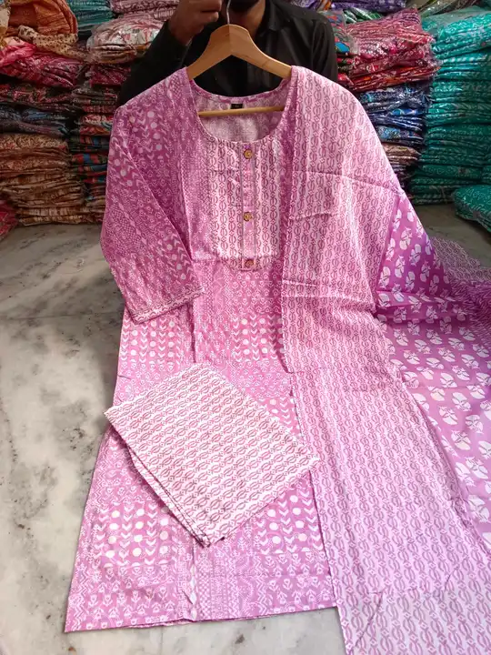Cotton Fabric Kurti with Pant dupatta  uploaded by Kabir Fashion World on 3/12/2024