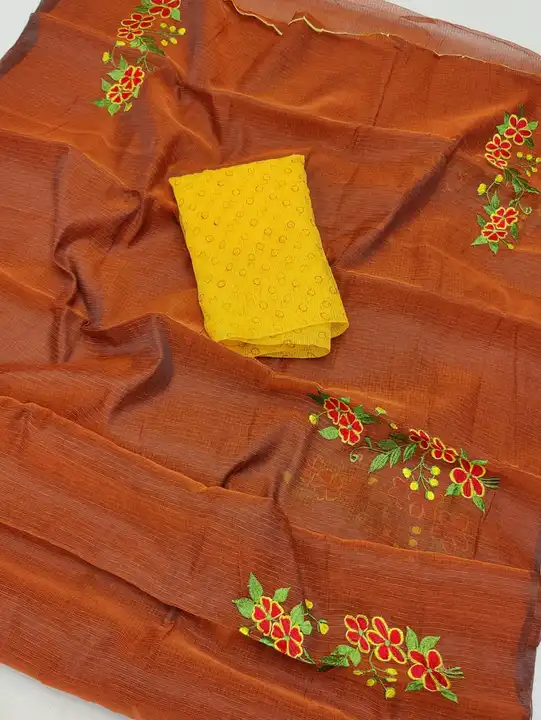 Kota doria embroidery work saree  uploaded by Handloom fabric on 3/12/2024