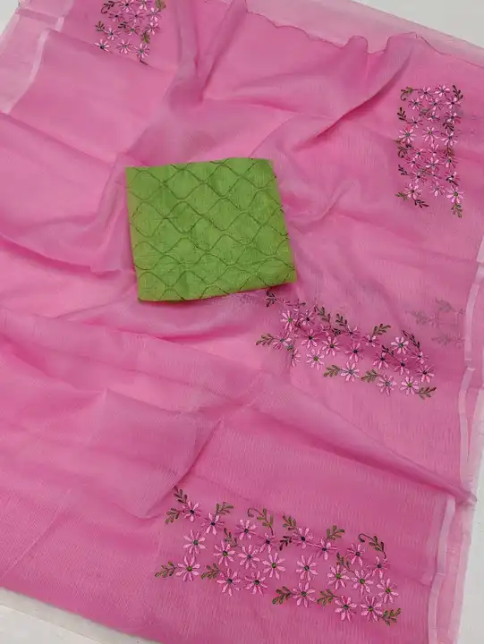 Kota doria embroidery work saree  uploaded by Handloom fabric on 3/12/2024