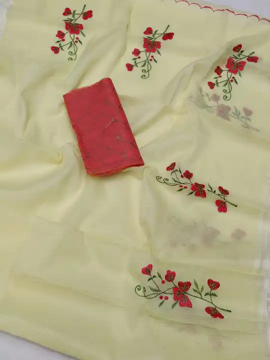 Kota doria cotton embroidery work saree  uploaded by Handloom fabric on 3/12/2024
