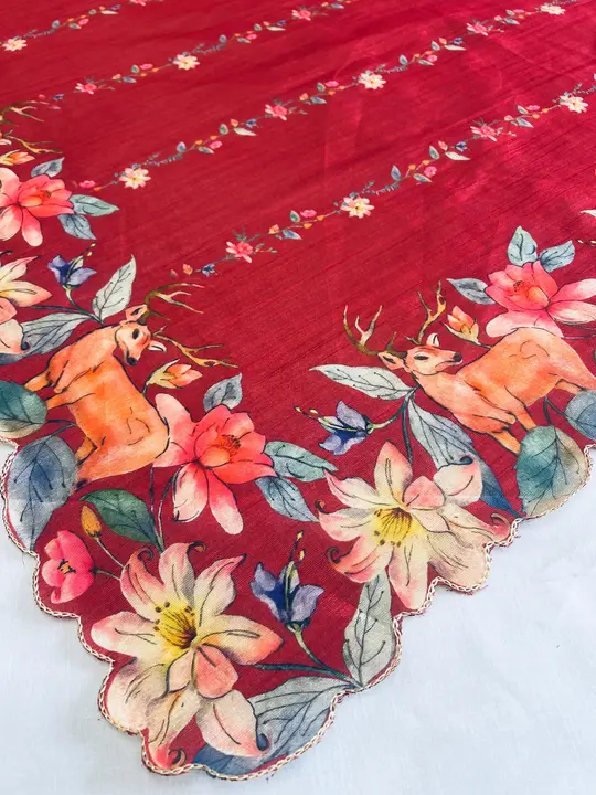 Zarna Silk Digital Print Cut work border uploaded by Kesari Nandan Fashion saree and dress material on 3/13/2024
